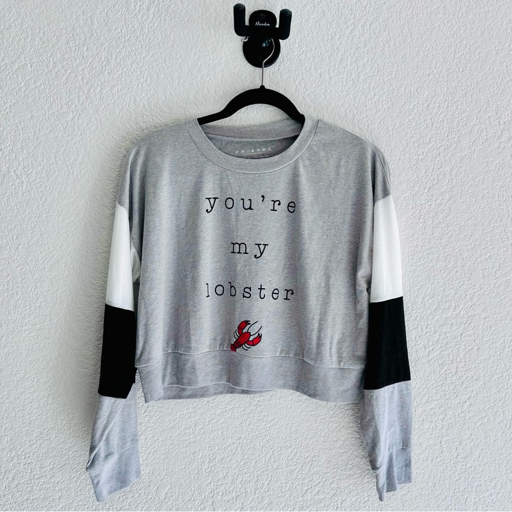 FRIENDS Graphic Gray and White Crop T-Shirt